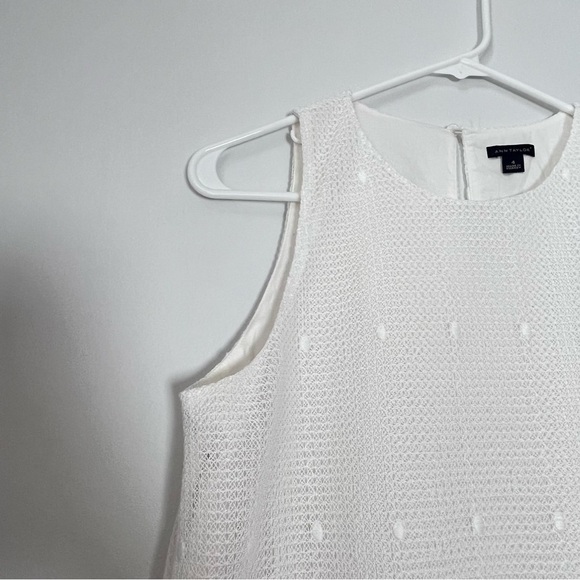 Ann Taylor Size 4 White Sleeveless Embroidered Floral Lace Sheath Dress - Picture 3 of 11